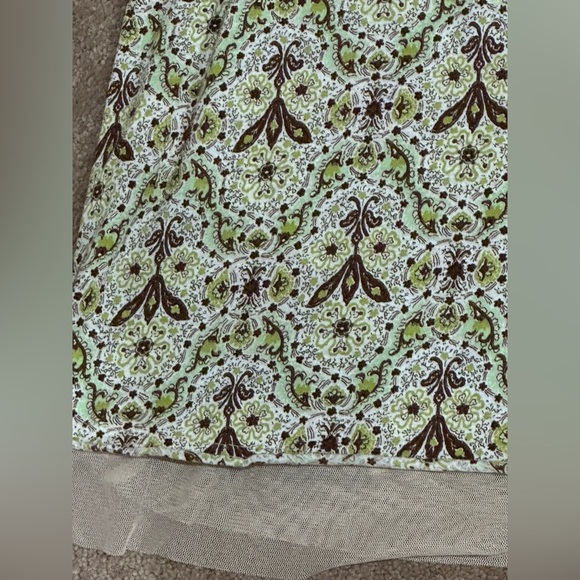 Vintage C. C. Outlaw Jersey Paisley Skirt with Green Gem Detail & Nude Mesh Hem - Picture 6 of 14